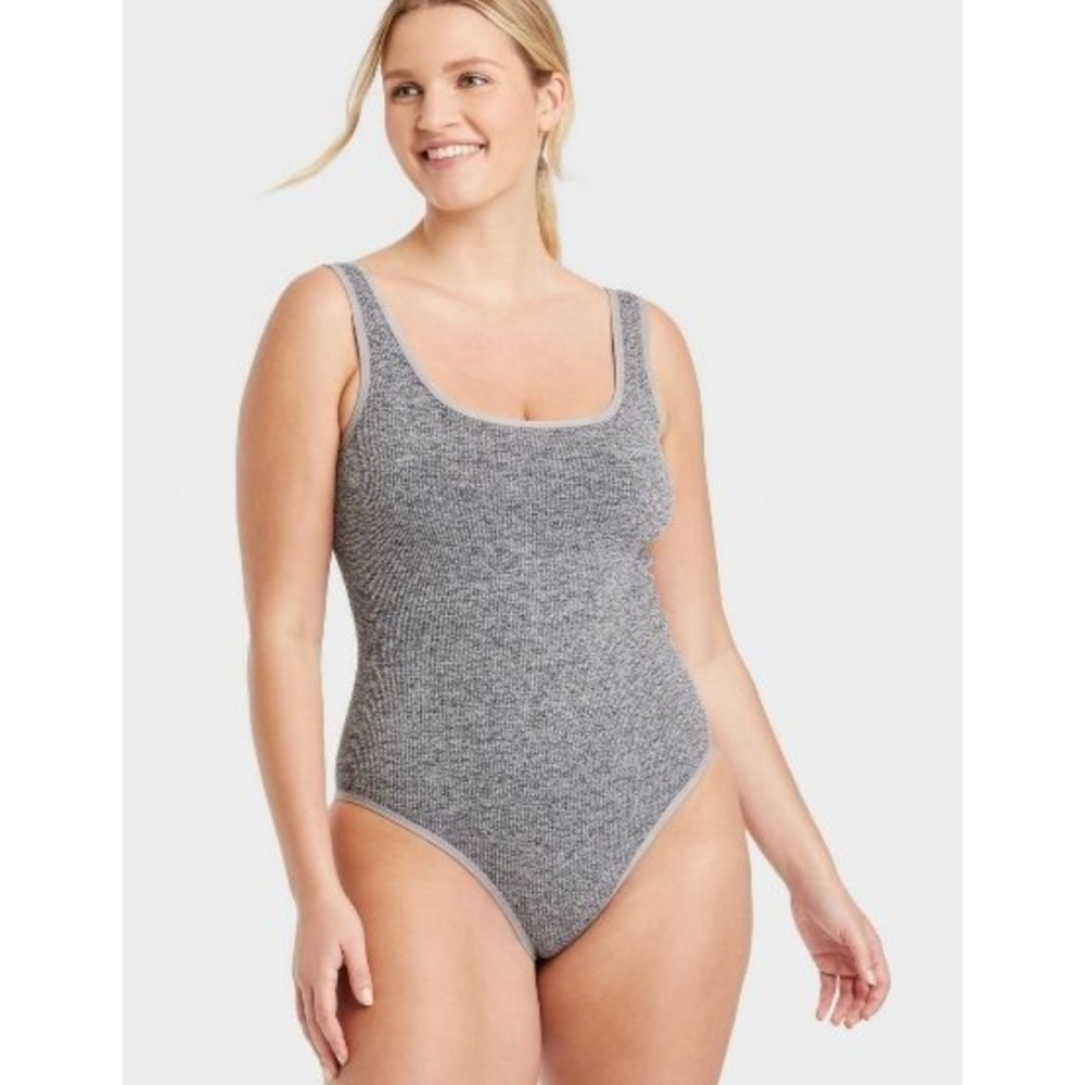 Colsie Seamless Bodysuit Heather Gray Size L